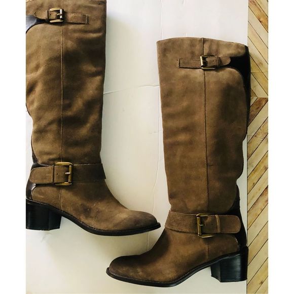 INC International Concepts Tall BrownSuede Boots with Buckle and Leather Back Si - Picture 15 of 15